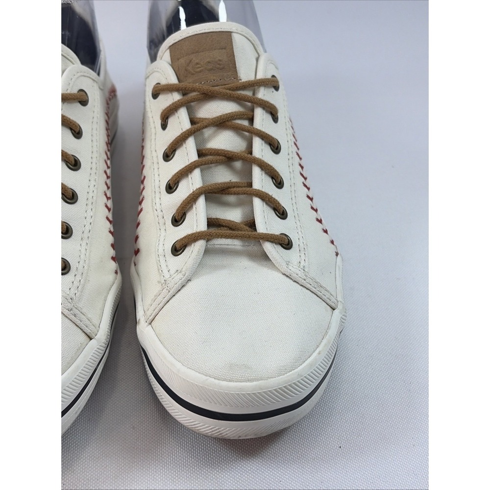 Keds Kickstart Pennant Shoes Women's Sz 9.5 Off White Baseball Stitched Comfort - Picture 9 of 14